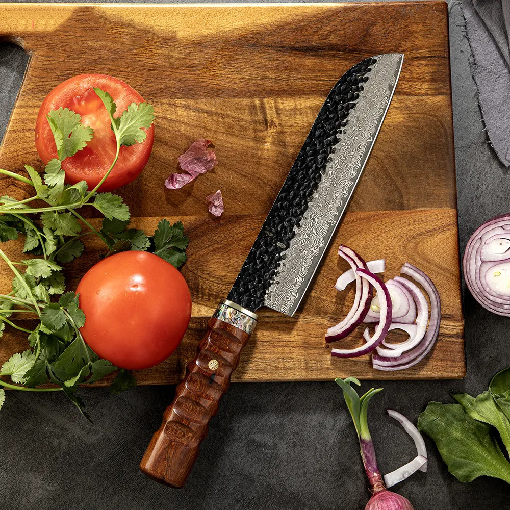 Shell damaškový kuchařský santoku nůž  04